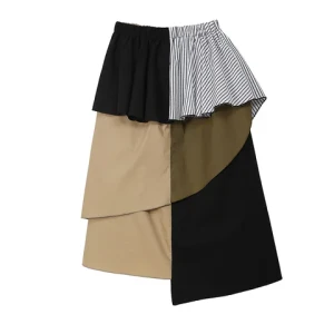 A word skirt autumn winter 2024 port taste womens personality versatile irregular stitching skirt