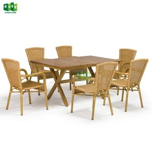  furniture bamboo look rattan stackable patio dining set -ROME