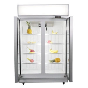 Aroc LD-1260 two glass door display chiller upright commerical refrigerator for drink cake and beverages