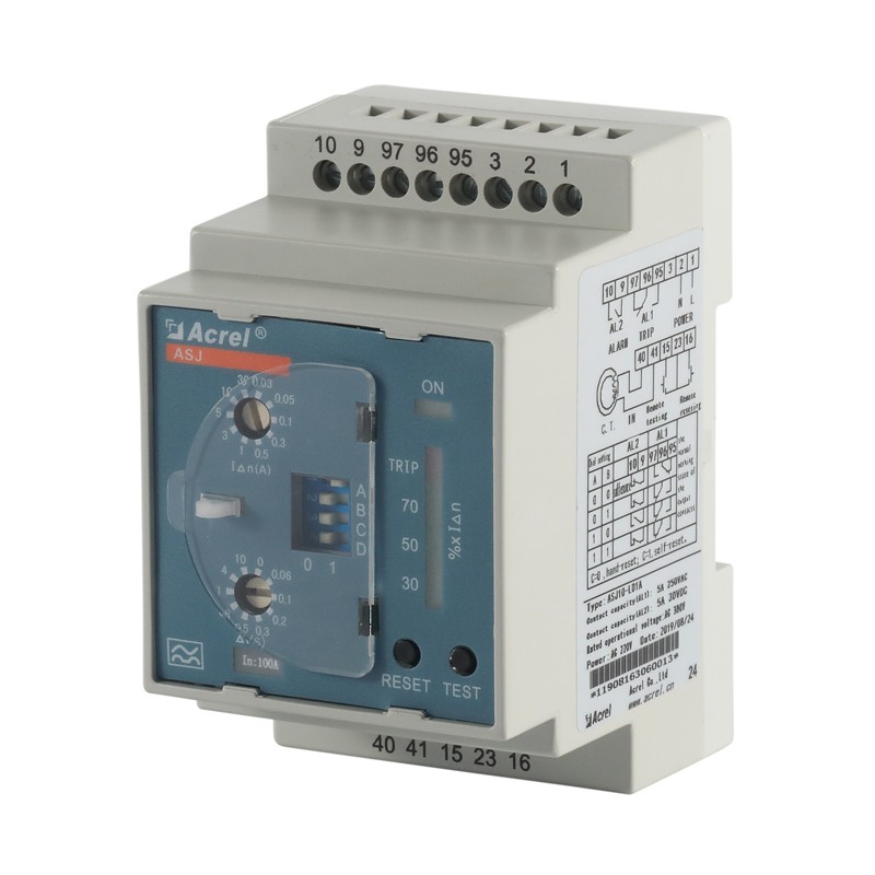 ASJ10-LD1C AC electric residual  current earth leakage relay over current alarm