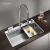 Import Asras SUS304 handmade kitchen sink multipurpose with accessories fine brushed with drainer and kitchen tap manufacturer 7848T from China