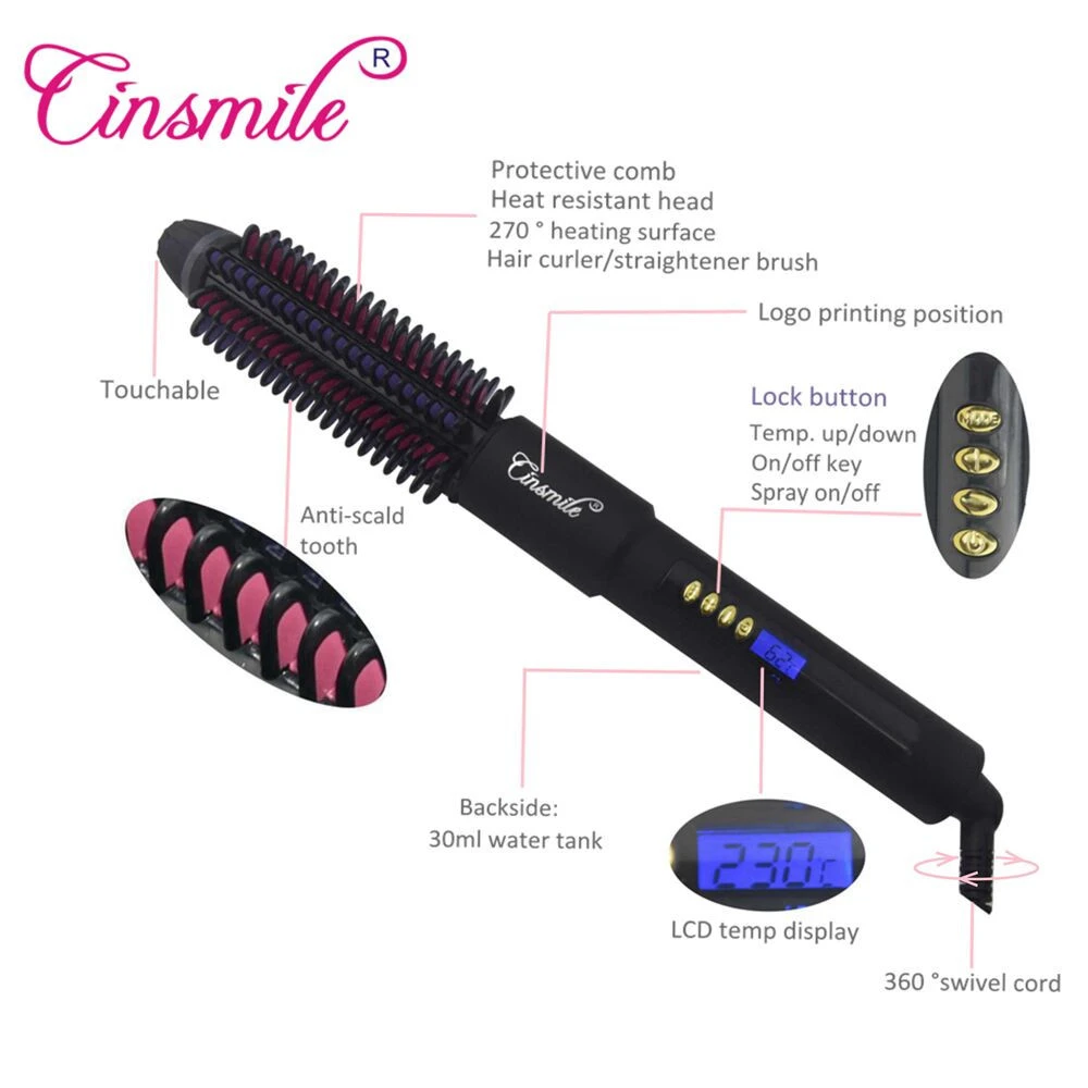 Auto-shut off hair brush detangling the steam magic curler hair comb