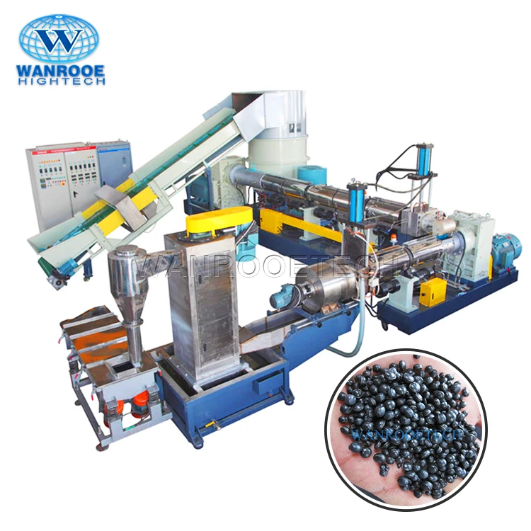 Automatic Two Stage Polystar LD PS PP PE ABS Film LDPE Granulator Plastic Recycling Machine
