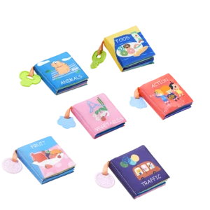 BabyGo 6 Pcs Baby Cloth Book Early Education Toy With Animals&amp;Food Letter Number Soft Cloth Infant Development Toys Gifts