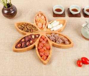 Bamboo Snacks Plates, Charcuterie Platter and Serving Trays Food Container Cookies Candy Nuts Fruit Trays
