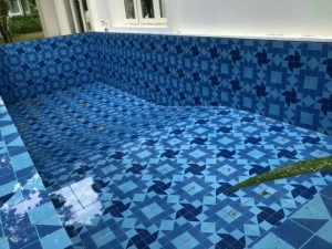 beautiful cheap indonesia export swimming pool paving ceramic glazed blue ocean tile