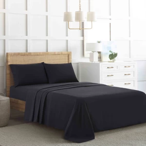 bed room set black bedding set polyester Fabric  bed sheet set king size