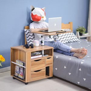 Bedside Table Drawer Storage Organize Wood End Bed Side White Modern Home Bedroom Furniture Nightstand Bedside Table With Wheels