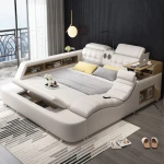 Best Selling Tatami modern Genuine Leather Double Multifunctional Sound Bed