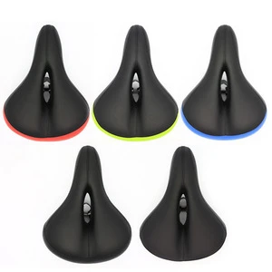 Bicycle Saddle Tail Light Widen MTB Cushion Road Bike Soft Comfortable Seat Spare Parts Carbon Saddle with 3led Warning Light