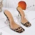 Import Big Shoes 45 46 Leopard Print Sandals Open Toe High Heels Women Transparent Perspex Slippers Shoes Heel Clear Sandals from China