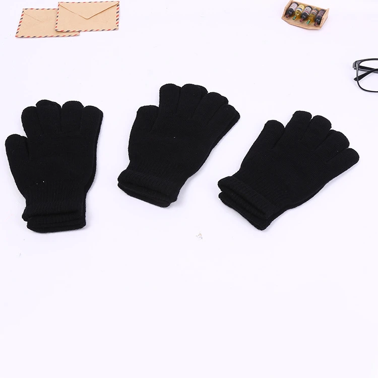 Black Acrylic Knitted Magic Gloves Custom LOGO Fall/Winter Outdoor Running Riding Cold Warm Gloves Super Sale Gloves