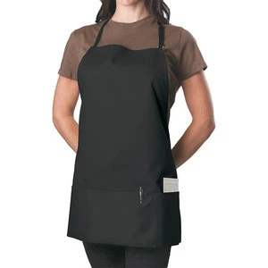 Black adjustable adult work apron with pocket, apron for women