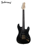 Black color ST strat electric guitar alder body with maple neck OEM electric guitar with gold hardware factory