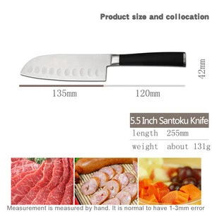 Black Handle Stainless Steel Knives Ultra-thin Blade Sushi Fish Kitchen Knife Japanese 5.5&#39;&#39; Santoku Knife for Chef
