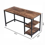 Black Iron Legs , Manufatured Wood Top Computer Desk with Three  layer Shelf