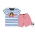 Import Blue and white strips short sleeve crab embroidery shirts red gingham shorts boys clothing sets from China