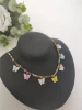 Bohemian Rhinestone Chain Multi Color Butterfly Tennis Necklace Colorful Acrylic Butterfly Choker Necklace