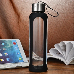 BPA Free Sport Glass Water Bottle With Silicone Sleeve