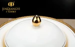 BYA series porcelain gold rim soup plate food safe ceramic tureen with covered