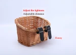 CB-BB-005 Wicker Front Handlebar Bike Basket, Artificial Wicker Rattan Bike Basket Square Shape Height Difference  for Kids