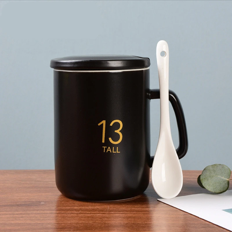 Ceramic Mugs 12oz Constellations Creative Mugs with Spoon Lid Porcelain Zodiac Milk Coffee Cup Drinkware