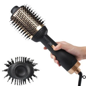 CE,RoHS,FC Approved Negative Ion One Step Hair Dryer Brush Gold Volumizer Hair Styler Hair Straightener Brush