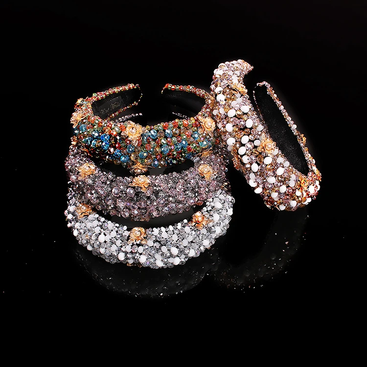 cEuropean and American gorgeous light luxury headband Fashion crystal beaded fabric headband hair accessories wholesale
