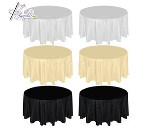 cheap round table cloth, basic poly tablecloth, white tablecloth( dia-132", 120", 90", 78", 70"), iron-free, seamless