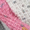 China manufactory pink 100%polyester woven tweed fabric for woman clothing