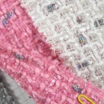 China manufactory pink 100%polyester woven tweed fabric for woman clothing