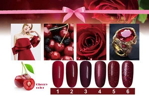 China Nail Art Manufacture Supply 15ml Cherry Red Color UV Gel Nail Polish