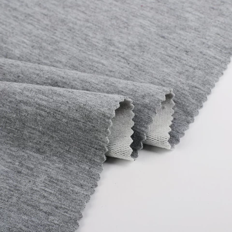 China Wholesale 100% Polyester no cotton 270gsm 280gsm 160cm Knitted solid melange French Terry Cloth sportswear Hoodie Fabrics
