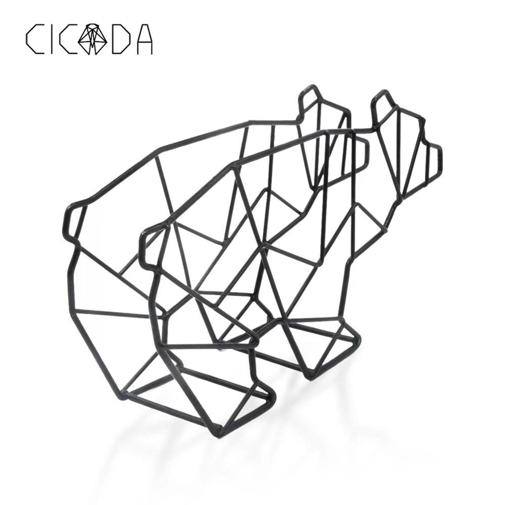 CICADA Modern Metallic Copper Wire Shaped Black Baby Bear Wall Art