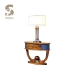 Classic french style bedroom furniture wooden nightstand, zebra wooden table top bedside table