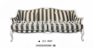 Classic French Style Carving Striped Sofa Furniture Upholstered Sofa