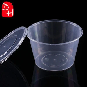 Clear Round Disposable Large PET Plastic Fruit Salad Bowl with Lid Packaging Cup