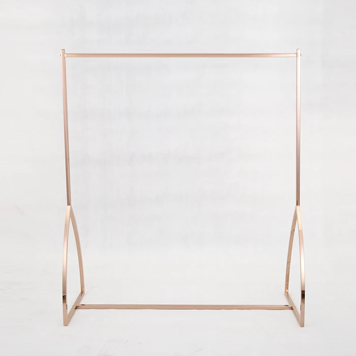 Clothing Display Rack Garment Shop Store Fixtures Retail Display Stand Gold Metal Simple Clothes Stand Metal or Stainless Steel