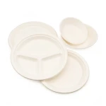 Color can be customized party dinner set tableware bio degradable dinner set tableware disposable 7 inch plate