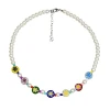 Colorful Small Daisy Flower Glass Murano Beads Necklace Women Pearls String Choker