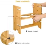 Combohome Pet Bowls  Dogs and Cats Adjustable Height Bamboo Elevated Feeder Stand