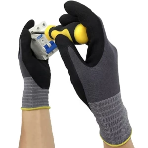 Comfortable and breathable Spandex gloves With Nitrile Foam Coated Glove with low price
