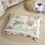 Comfortable pure cotton quilted patchwork ruffled bedding bedspread set quilts with individuation design