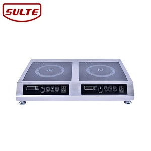 Commercial kitchen 2 head induction stove, touch screen induction plate portable electric hob