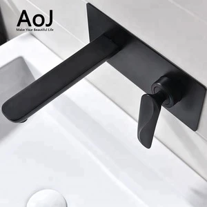 Commercial wall mounted  vanity mixer tap black washing basin faucet
