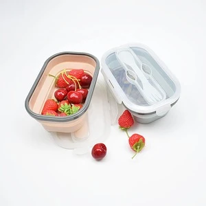 Convenience Collapsible Lunch Box Made Of Food Grade Silicone Safe for Microware  food storage container