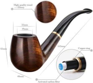 Coolknight Tobacco Pipe Handmade Smoking Pipe  with Complete Accessories Ebony Wood Tobacco pipe