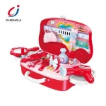 Cosmetic pretend role play portable suitcase plastic girls toy makeup set for kids