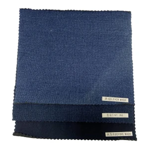 Cotton, PP, Spandex Blend Indigo French Terry Denim Fabric