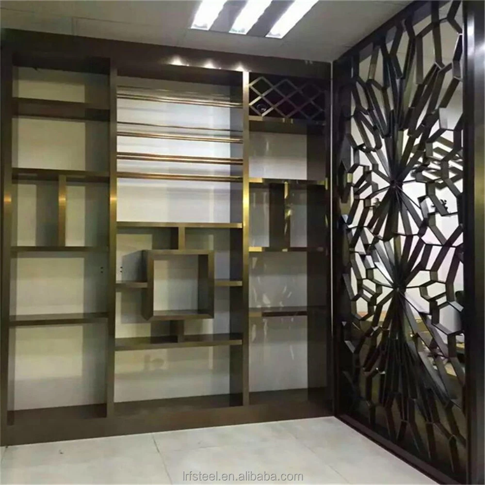 Custom design brushed metal decorative wedding screen restaurant room divider with different size